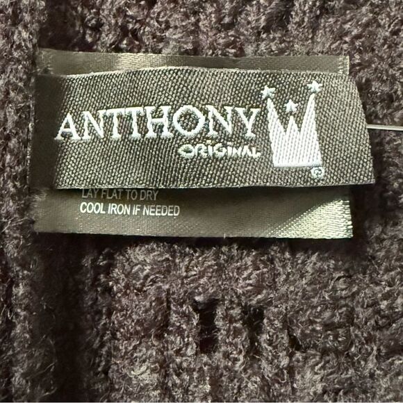 New With Tags Anthony Originals Black Knit Shawl / Poncho with Fringe Size Missy - Picture 6 of 9